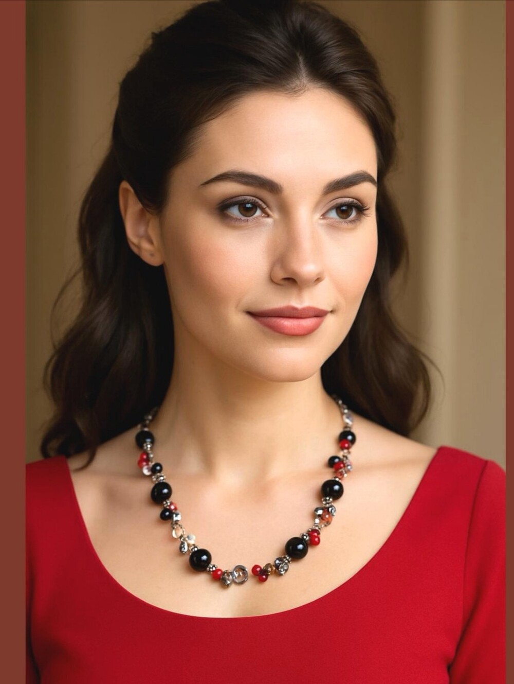 Grey Freshwater Pearl, Onyx, Crystal coral Necklace 🆕